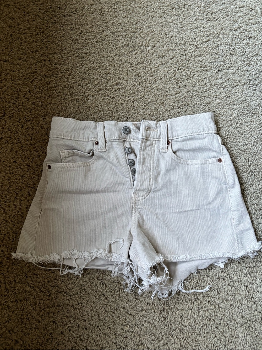 Old Navy White High-Rise Frayed Hem Denim Shorts
